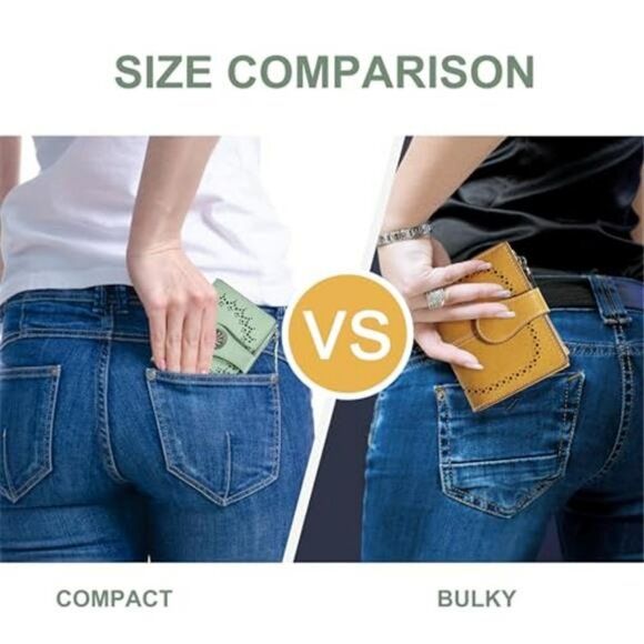 Small Wallet for Women Bifold RFID Blocking Card Holder Leather Wallet - Picture 6 of 6